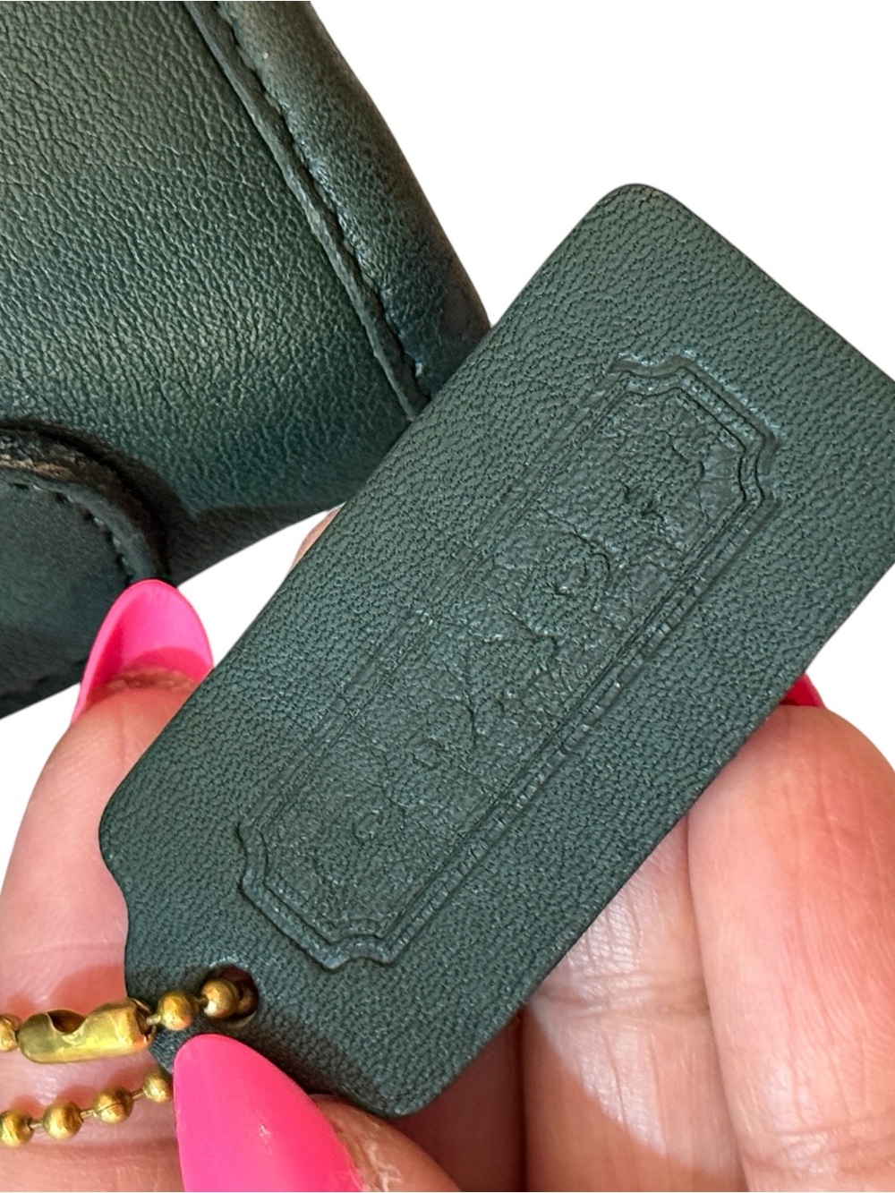 Vintage Coach Bottle Green Leather Station Bag Crossbody #5130, EXCELLENT - Picture 2 of 16